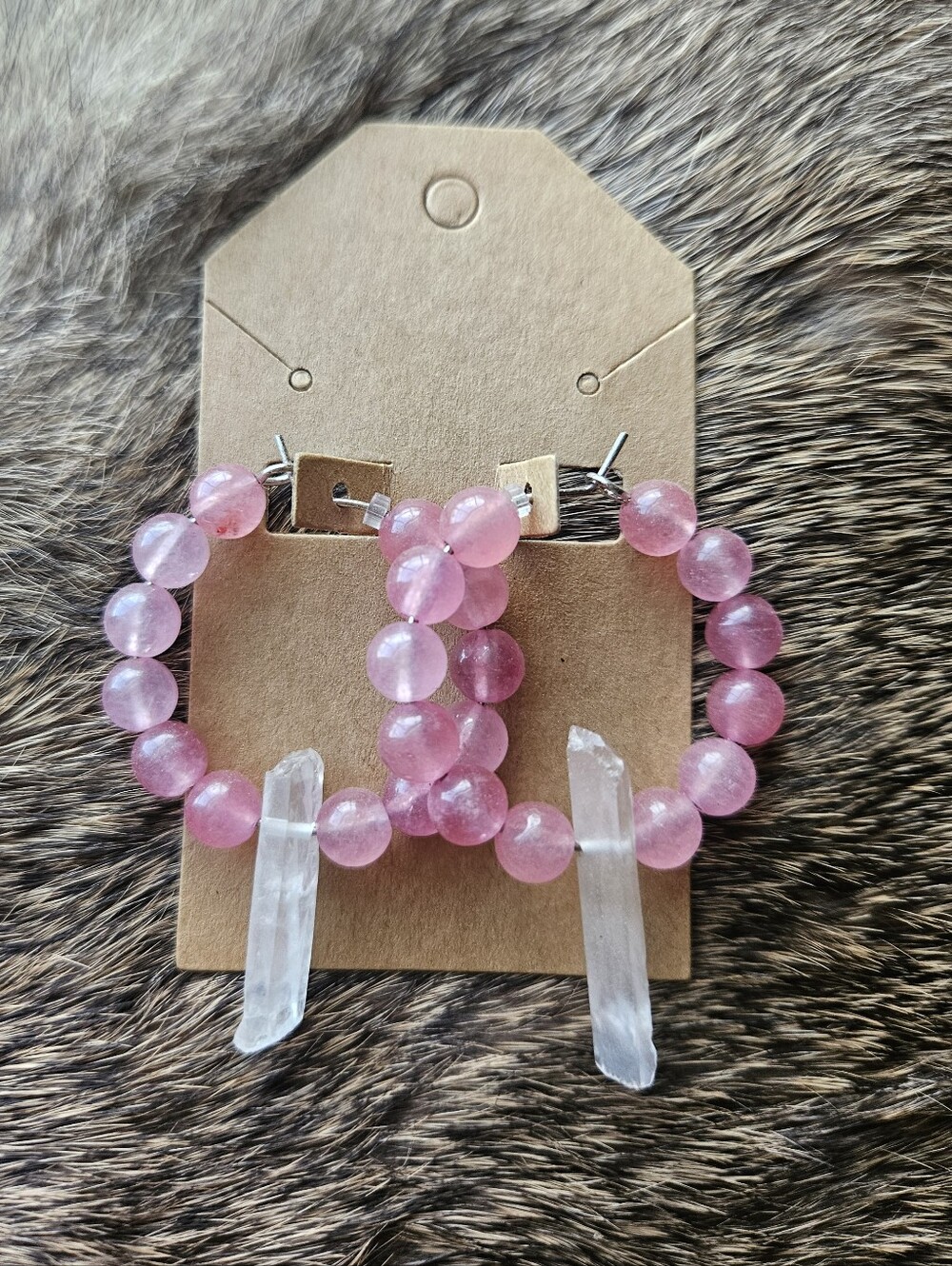 Strawberry Quartz Hoops 💫 Handmade